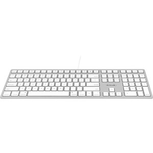 CHERRY KC 6000 SLIM Keyboard - Cable Connectivity - USB Interface - English (US) - Silver, White - Scissors Keyswitch - Ma