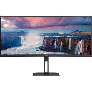 AOC CU34V5C 34" Class UW-QHD Curved Screen LCD Monitor - 21:9 - Matte Black - 86.4 cm (34") Viewable - Vertical Alignment 