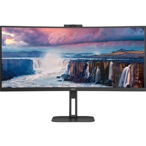 AOC CU34V5CW/BK 34" Class Webcam UW-QHD Curved Screen LCD Monitor - 21:9 - Metal Black - 86.4 cm (34") Viewable - Vertical