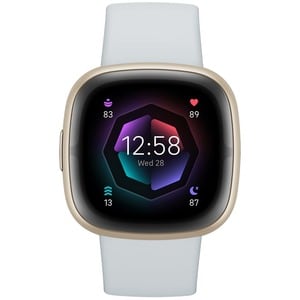 Fitbit Sense 2 FB521 Smart Watch - Mist Blue, Pale Gold Body Color - Pulse Oximeter Sensor, Heart Rate Monitor - Sleep Mon