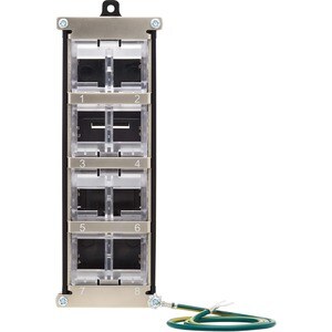 Eaton Tripp Lite Series 8-Port Metal DIN-Rail Mounting Keystone Patch Panel with Grounding, Black/Silver, TAA - Rugged Mou