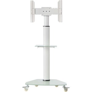 Tripp Lite by Eaton Premier Rolling TV Cart for 37" to 70" Displays, Frosted Glass Base and Shelf, Locking Casters, White 