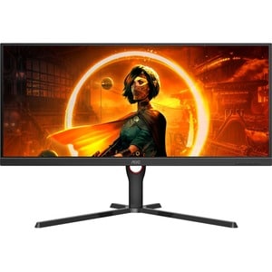 AOC AGON U34G3XM 34" Class UW-QHD Monitor LCD para gaming - 21:9 - Preto, Vermelho - 86.4 cm (34") Viewable - Alinhamento 