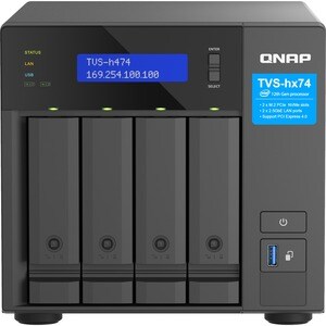 QNAP TVS-h474-PT-8G 4 x Gesamtzahl Einschübe SAN/NAS-Speichersystem - 5 GB Größe Flash-Speicher - Intel Pentium Gold G7400