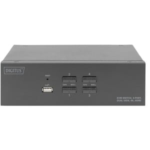 Digitus KVM-Switch, 4-Port, Dual-Display, 4K, HDMI®. Tastatur Porttyp: USB, Maus-Porttyp: USB, Video Porttyp: HDMI. HD-Typ