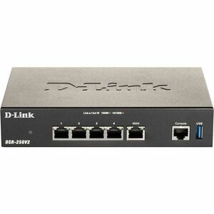 D-Link DSR DSR-250v2 Router mit Web Content Filtering - 5 Anschlüsse - 4 RJ-45 Port(s) - 1 WAN Port(s) - Management-Port -