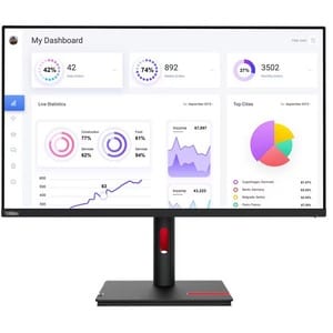 Lenovo ThinkVision T32p-30 32" Class 4K UHD LED Monitor - 16:9 - Raven Black - 80 cm (31.5") Viewable - In-plane Switching