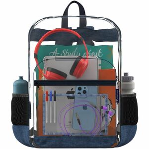 Extreme Clear Backpack w/2 Compartments (See-Through Backpack) - Vinyl Body - Shoulder Strap, Handle
