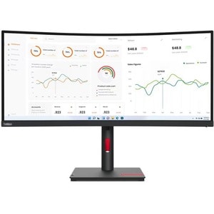 Lenovo T34w-30 34" Class UW-QHD Curved Screen LCD Monitor - 21:9 - Raven Black - 86.4 cm (34") Viewable - Vertical Alignme