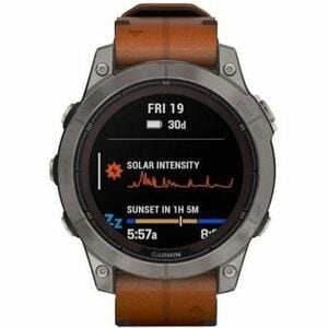 Garmin fēnix 7 Pro Smart Watch - Titanium Case Color - Chestnut Band Color - Titanium Body Material - Fiber Reinforced Pol