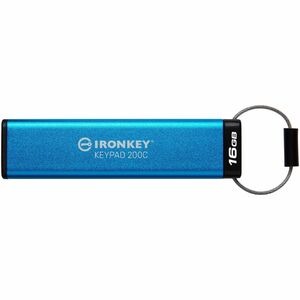 IronKey Keypad 200 16 GB USB 3.2 (Gen 1) Type C Flash Drive - Blue - 256-bit AES, XTS-AES - 145 MB/s Read Speed - 115 MB/s