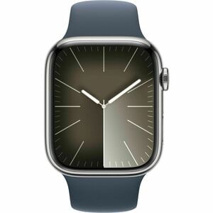 Apple Watch Series 9 Smart Watch - 45 mm Case Height - 38 mm Case Width - Argenté Case Color - Storm, Bleu Band Color - Ve