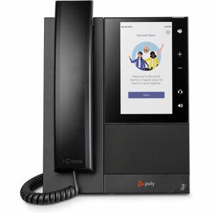 Poly CCX 505 IP Phone - Corded - Corded/Cordless - Wi-Fi, Bluetooth - Desktop, Wall Mountable - Black - 24 x Total Line - 