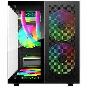 XZEAL Gabinete para computadora gamer - Micro ATX, Mini ITX Placa base admitida - Cubo - Vidrio templado, Metálico - Negro