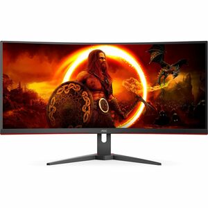 AOC CU34G2XE 34" Class UWQHD Ecrã curvo Monitor LED para jogos - 21:9 - Preto - 86.4 cm (34") Viewable - Alinhamento verti