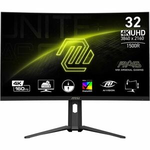 MSI MAG 321CUP 32" Class UW-QHD Curved Screen Gaming LED Monitor - 16:9 - Metallic Black, Black - 31.5" Viewable - Vertica