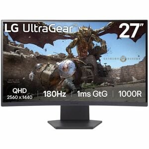 LG UltraGear 27GS60QC-B 27" (68.6 cm) Class WQHD Curved Screen Gaming LED Monitor - 16:9 - 27" (68.6 cm) Viewable - Vertic