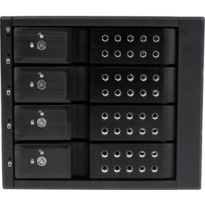 4 DRIVE BAY ALUMINUM TRAYLESS HOT SWAP MOBILE RACK BACKPLANE WITH FAN  LOCK FOR 3.5IN SAS II / SATA III - 6 GBPS HARD DRIV