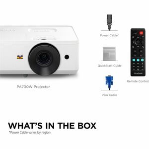 ViewSonic PA700W DLP Projector - 16:10 - Wall Mountable, Ceiling Mountable - White - 1280 x 800 - Front, Ceiling - 480i - 