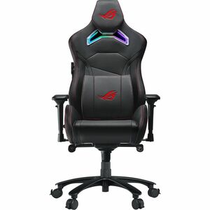 ROG Chariot X gaming chair in racing-car style with Aura RGB lighting featuring an adjustable high-density foam headrest m