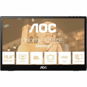 AOC 16T3EA. Display diagonal: 39.6 cm (15.6"), Display resolution: 1920 x 1080 pixels, HD type: Full HD. USB port type: US
