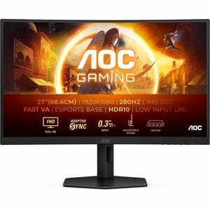 AOC C27G4ZXU 27" (68.6 cm) Class Full HD Curved Screen Gaming LCD Monitor - 16:9 - Black, Grey - 27" (68.6 cm) Viewable - 