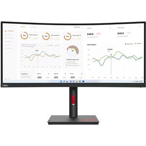 Monitor LED Lenovo ThinkVision T34w-30 34" (86.4cm) Class UWQHD Pantalla curva - 21:9 - Negro oscuro - 34" (86.4cm) Viewab