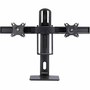 StarTech.com Crossbar Dual Monitor Desk Stand For 27inch Screens, Max Cap 26.4lb, VESA Mount 75x75/100x100, Toolless Heigh