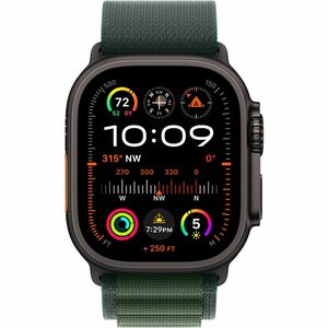 Apple Watch Ultra 2 Smart Watch - 49 mm Case Height - 44 mm Case Width - Black Case Color - Dark Green Band Color - Glass 
