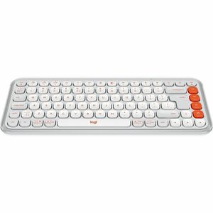 Logitech POP Icon Keys Keyboard - Wireless Connectivity - English (US) - QWERTY Layout - Off White, Orange - Bluetooth - E