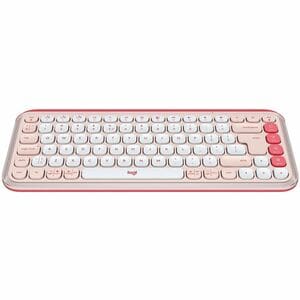 Logitech POP Icon Keys Keyboard - Wireless Connectivity - English (US) - QWERTY Layout - Off White, Pink - Bluetooth - Eas