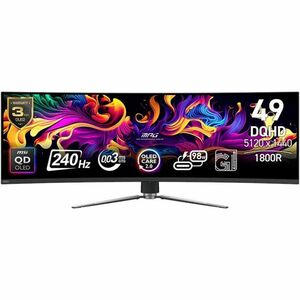 MSI MPG 491CQPX QD-OLED 49" Class Dual Quad HD (DQHD) Curved Screen Gaming OLED Monitor - 32:9 - Metallic Black - 49" View