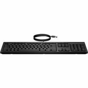 Clavier HP 125 - Pleine taille - Câble Connectivité - USB Type A Interface - Français - Noir - Piston plongeur Pavé Numéri
