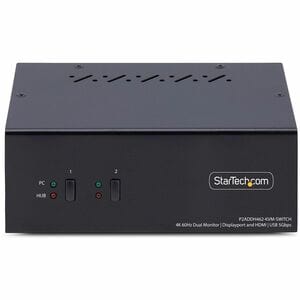 StarTech.com KVM Switchbox - TAA Compliant - 2 Computer(s) - 4K - 3840 x 2160 - 6 x USB - 3 x HDMI - 3 x DisplayPort