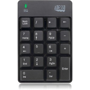 Adesso WKB-6010UB Keypad - Wireless Connectivity - USB Interface - English (US) - Black - Membrane Keyswitch - RF - 9.14 m