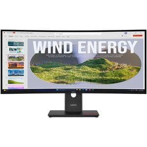 Lenovo ThinkVision T34WD-40 34" Class WQHD Curved Screen LED Monitor - 21:9 - Eclipse Black - 86.4 cm (34") Viewable - Ver