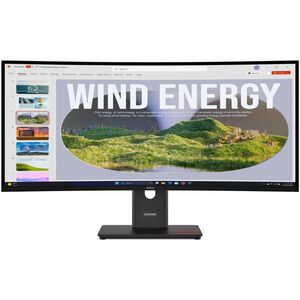 Lenovo ThinkVision T34WD-40 34" Class WQHD Curved Screen LED Monitor - 21:9 - Eclipse Black - 86.4 cm (34") Viewable - Ver