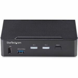 StarTech.com KVM Switchbox - TAA Compliant - 2 Computer(s) - 4K - 3840 x 2160 - 8 x USB - USB 2.0 - 3 x DisplayPort