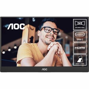 AOC 16T20 15.6in 60Hz FHD IPS Portable Monitor 1920x1080 16:9 5ms 50m:1 Samrt Contrast 230 Nits Mini HDMI/USB-C HDR SPK Tilt