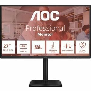 AOC Q27E4CV 27 Zoll Klasse WQHD LED-Monitor - 16:9 Format - Schwarz - 68,6 cm (27 Zoll) Viewable - IPS-Technologie (In-Pla