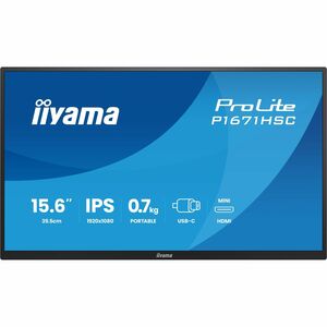 iiyama ProLite 15.6″ (39.5 cm) Full-HD-IPS-Monitor mit USB-C-Dock, integrierten Lautsprechern & Lederhülle:Jedes von mehre