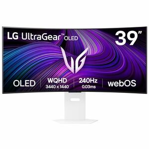 LG UltraGear 39GX90SA-W 39" (99.1 cm) Class UW-QHD Curved Screen Gaming OLED Monitor - 21:9 - Black - 39" (99.1 cm) Viewab