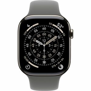 Apple Watch Series 11 Smart Watch - Natural Case Color - Stone Grey Band Color - Titanium Case Material - Rubber Band Mate