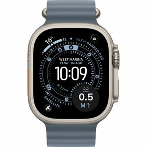 Apple Watch Ultra 3 GPS + Cellular 49mm Natural Titanium Case with Anchor Blue Ocean Band. Display technology: OLED, Displ