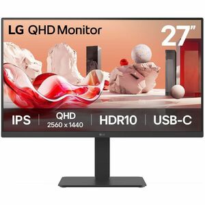 LG 27BA65QB-B 27" (68.6 cm) Class WQHD LCD Monitor - 16:9 - 27" (68.6 cm) Viewable - In-plane Switching (IPS) Technology -