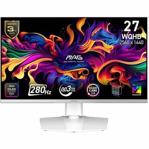 MAG 272QPW QD-OLED X28 26.5" 280Hz QHD QD-OLED White Gaming Monitor, 2560x1440,16:9, 0.03ms GTG, 1500000:1, DP 1.4a/HDMI 2