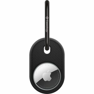 Caseology Vault Rugged Carrying Case Apple AirTag - Black - Thermoplastic Polyurethane (TPU) Body - Carabiner Clip