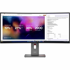 Lenovo ThinkVision P40WD-40 40" Class 5K2K WUHD Curved Screen LED Monitor - 21:9 - Eclipse Black - 100.8 cm (39.7") Viewab