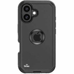 Strike Rugged Case for Apple iPhone 16 Smartphone - Rubberised Textured Design - Black - 1 - Dust Resistant, Debris Resist