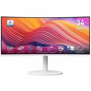 White 34 Curved 1500R VA UWQHD 120Hz 1ms USB-C 98W DP 2xHDMI USB Hub 2A1B KVM Height Adjustable Speakers 3Y